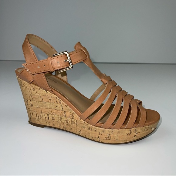 Liz Claiborne Kila Brown Cork Heel Wedge Sandal 6 - Picture 2 of 13